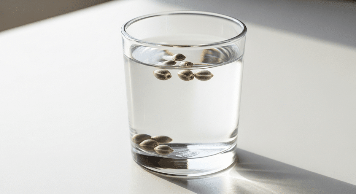 cannabis seeds floating and sinking in water glass viability test