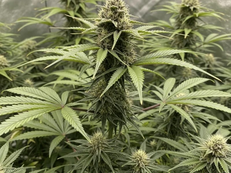 Cannabis canopy in late flower
